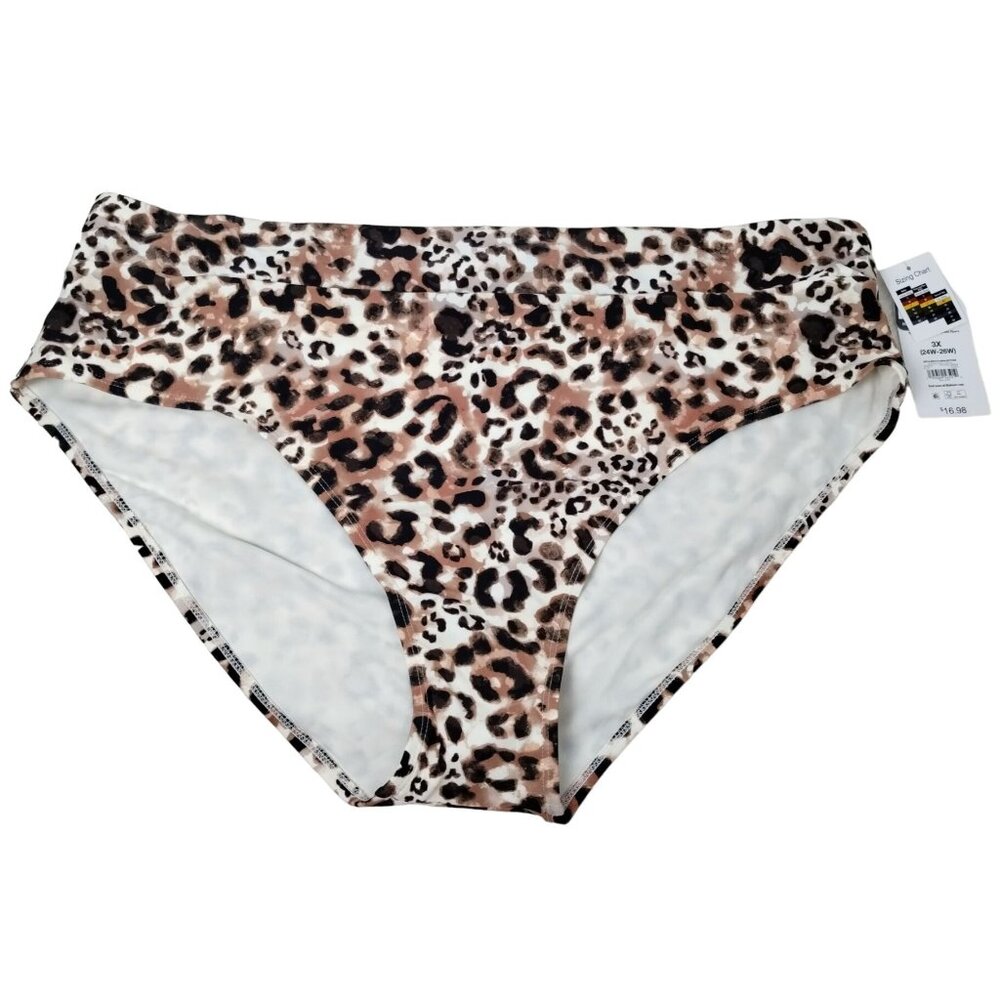Time and Tru Womens 3X Watercolor Cheetah High Waist Mix and Match Bikini Bottom